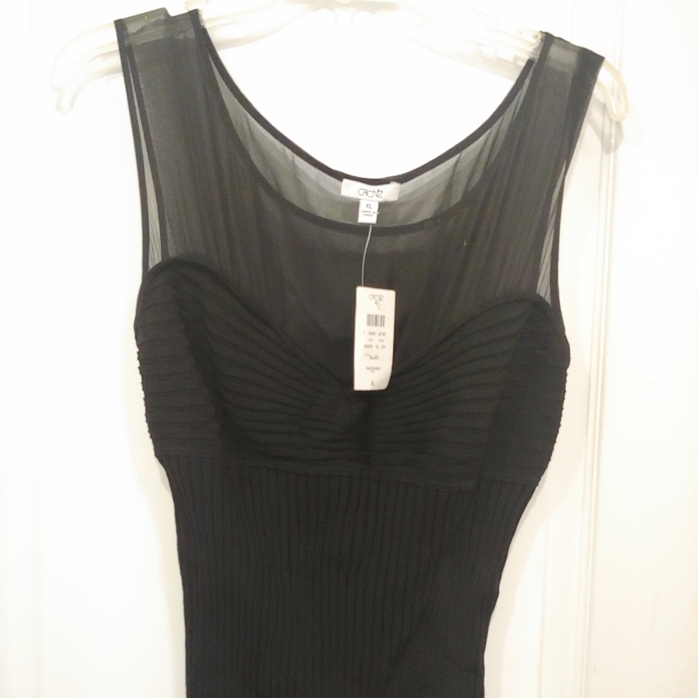 ✅️ NWT Cache Black Mesh Detail Tank Top